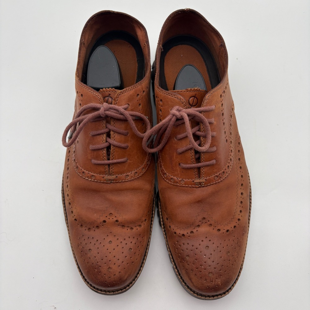 Cole Haan Zerogrand Wingtip Oxford Mens 13M British Tan Leather Shoes C29411 - Picture 4 of 11